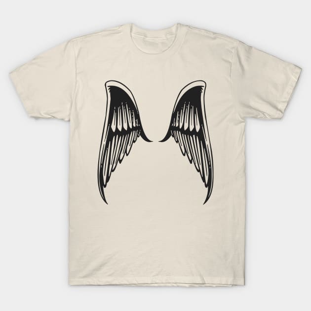 Black wing T-Shirt by DinoZard